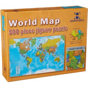 Waypoint Geographic World Map 500-Piece Jigsaw Puzzle, Puzzles for Kids, Jigsaw Puzzles for Endless Fun, Educational Puzzles for Personalized Gifts, 24″ x 36"