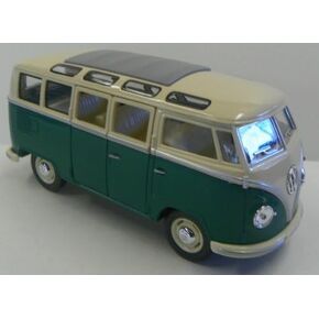 KINGSMART 1962 Volkswagen Classic Hippy Bus 7" 1:24Scale Blue Die Cast Metal Model Toy Pull Back Action Car in Kuwait