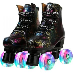 jessie Outdoor Roller Skates Women Adult with Light Up Wheels Black Quad Skating for Men Youth Boys Girls