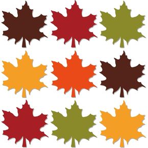 Whaline 45Pcs Fall Maple Leaves Cutouts with 100Pcs Glue Points 5 Solid Colors Cardboard Cut-Outs Autumn Maple Leaf Paper Cutting Bulletin Board Decor for School Classroom Home Party Supplies in Saudi Arabia