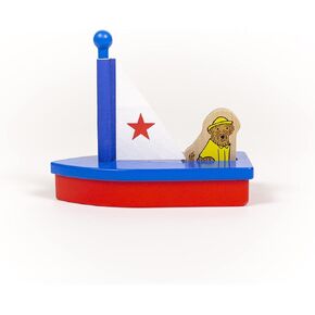 Jack Rabbit Boats and Buddies (Star Design) Creations – Wood Bathtub Toys That Float – Includes Removable Dog That Rides in Boat – Bath Fun for Toddlers - Ages 3+ Years in Kuwait