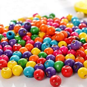 ToBeIT Assorted Color Wood Beads Round Colorful Wooden Bead Painted Wooden Beads for Jewelry Making, DIY Crafts, Home & Party Decoration (18mm)