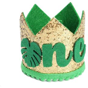 LYNLIN 1st Birthday Crown Hat for Baby Boy Girl, Jungle Safari Green Number ONE First Birthday Cap Crown for Birthday Party Decor for Baby Shower Birthday Party Photo Prop in Saudi Arabia