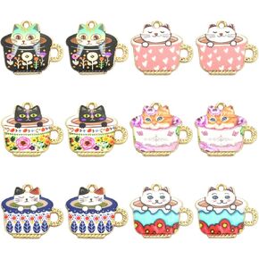DanLingJewelry 35Pcs 7 Styles Enamel Dog Head Charms Enamel Bulldog Charms Animal Pet Dog Charms for Bracelets Jewelry Making Bulk