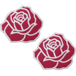 قطعتين من Octory للكي على رقعات على شكل زهرة وردية للملابس المنشار/الكي على رقعة مطرزة للجينز والقبعات والحقائب (أبيض-رمادي) in Kuwait