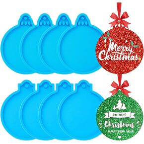 8 PCS Resin Molds Silicone 2 Styles Round Shape Pendant Epoxy Molds for Christmas Tree Ornaments, DIY Crafts, Jewelry Keychain Making, Home Decoration in Saudi Arabia