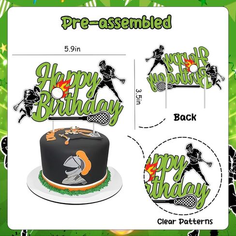 Lacrosse Cake Cupcake Toppers for Boys, Green Lacrosse Birthday Party Decorations Happy Birthday Cake Cupcake Topper for Boy Sport Theme Birthday Party in Saudi Arabia