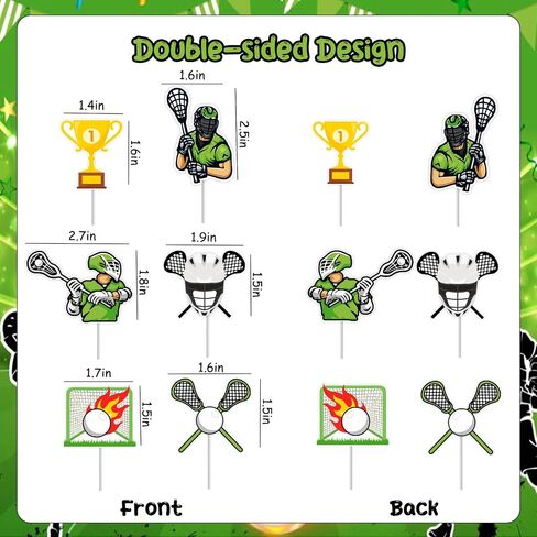 Lacrosse Cake Cupcake Toppers for Boys, Green Lacrosse Birthday Party Decorations Happy Birthday Cake Cupcake Topper for Boy Sport Theme Birthday Party in Saudi Arabia