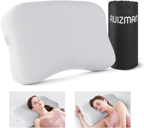 Ruizman Travel Size Memory Foam Pillows, Cooling Travel Pillow for Sleeping, Camping Pillow with Handy Storage Bag - Soft Neck & Cervical Pillows for Side Back Sleepers in Kuwait