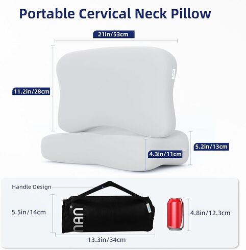 Ruizman Travel Size Memory Foam Pillows, Cooling Travel Pillow for Sleeping, Camping Pillow with Handy Storage Bag - Soft Neck & Cervical Pillows for Side Back Sleepers in Kuwait