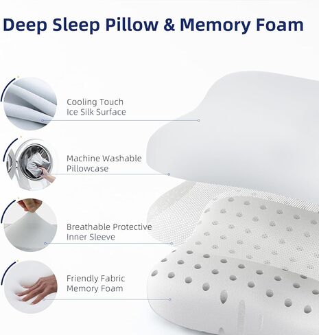 Ruizman Travel Size Memory Foam Pillows, Cooling Travel Pillow for Sleeping, Camping Pillow with Handy Storage Bag - Soft Neck & Cervical Pillows for Side Back Sleepers in Kuwait