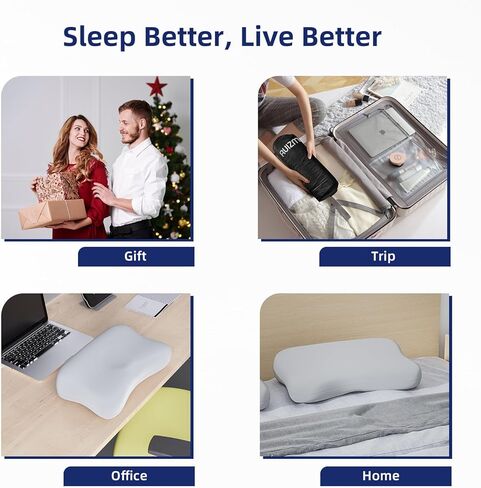 Ruizman Travel Size Memory Foam Pillows, Cooling Travel Pillow for Sleeping, Camping Pillow with Handy Storage Bag - Soft Neck & Cervical Pillows for Side Back Sleepers in Kuwait