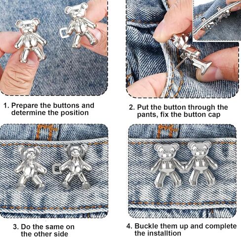 12 مجموعة من دبابيس زر الجينز، قابلة للتعديل بدون خياطة، معدنية قابلة للفصل، سراويل بديلة لشد الخصر، مشبك لؤلؤ، مشبك شال سترة، دبابيس صناعية، دبابيس أمان ممتدة لسراويل الجينز الفضفاضة in Kuwait