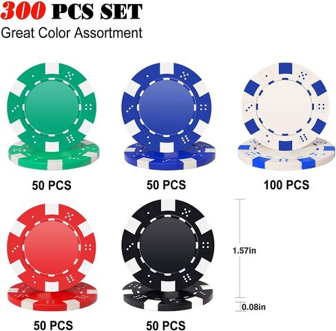 Deluxe Poker chip Set, 300PCS Poker Chips with Aluminum Case, 11.5 Gram Casino Chips Set for Texas Holdem Blackjack Gambling, Traveling Poker Set in Saudi Arabia
