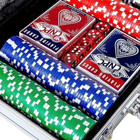 Deluxe Poker chip Set, 300PCS Poker Chips with Aluminum Case, 11.5 Gram Casino Chips Set for Texas Holdem Blackjack Gambling, Traveling Poker Set in Saudi Arabia
