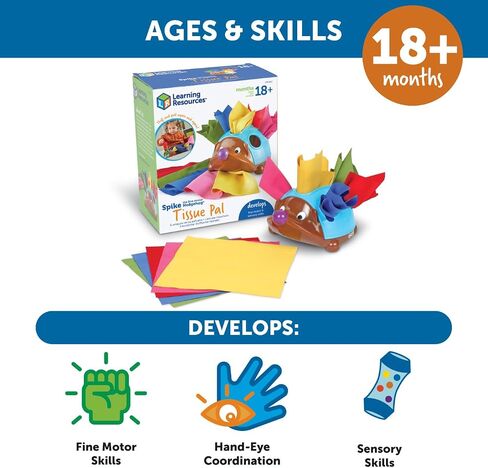 Learning Resources Spike The Fine Motor Hedgehog Tissue Pal - ألعاب حسية للأطفال الذين تزيد أعمارهم عن 18 شهرًا، ألعاب تعليمية للأطفال الصغار، ألعاب مونتيسوري، حشوات للتخزين in Saudi Arabia