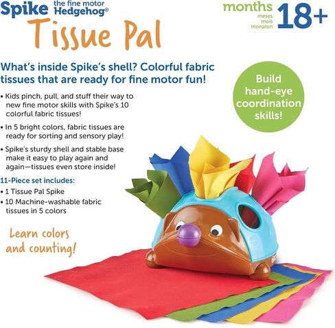 Learning Resources Spike The Fine Motor Hedgehog Tissue Pal - ألعاب حسية للأطفال الذين تزيد أعمارهم عن 18 شهرًا، ألعاب تعليمية للأطفال الصغار، ألعاب مونتيسوري، حشوات للتخزين in Saudi Arabia