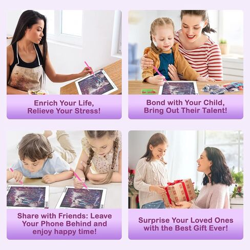 فينديجا مجموعة رسم ماسي 5 دي للاطفال والبالغين مع اطار خشبي، قطة، حفر كامل للفنون والحرف اليدوية للاطفال من سن 6-8-10-12 سنة للبنات والاولاد لعيد الميلاد in Kuwait