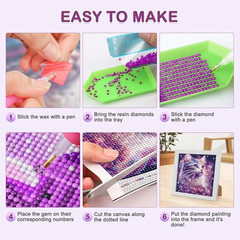 فينديجا مجموعة رسم ماسي 5 دي للاطفال والبالغين مع اطار خشبي، قطة، حفر كامل للفنون والحرف اليدوية للاطفال من سن 6-8-10-12 سنة للبنات والاولاد لعيد الميلاد in Kuwait