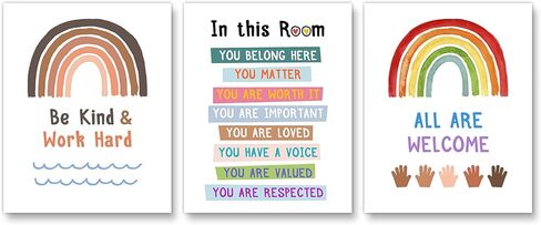 لافتة قوس قزح للفصول الدراسية، ملصق قوس قزح متنوع، للفصول الدراسية، ديكور المعلم، بوهو في هذه الغرفة، مجموعة من 3 قطع 8 × 10 انش (بدون اطار) in Kuwait