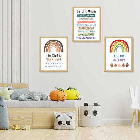 لافتة قوس قزح للفصول الدراسية، ملصق قوس قزح متنوع، للفصول الدراسية، ديكور المعلم، بوهو في هذه الغرفة، مجموعة من 3 قطع 8 × 10 انش (بدون اطار) in Kuwait