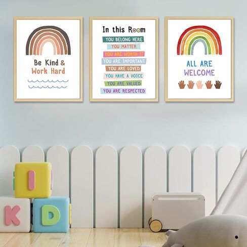 لافتة قوس قزح للفصول الدراسية، ملصق قوس قزح متنوع، للفصول الدراسية، ديكور المعلم، بوهو في هذه الغرفة، مجموعة من 3 قطع 8 × 10 انش (بدون اطار) in Kuwait