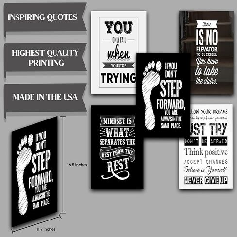 Murvin Large Motivational Posters Set for Classroom Teachers Students Home Office | Set of 5 | 11.7"x16.5" | Quotes of Inspiration and Success | Gym Posters Wall Decor in Kuwait