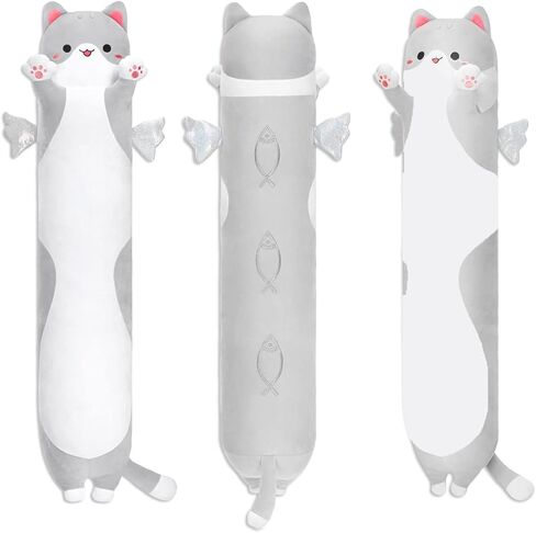 kittydora القط وسادة الجسم القطيفة الطويلة، 20 "28" 36 "44" 51 بوصة سوبر لطيف لينة القط محشوة وسادة اسفنجي، رائعتين هريرة عملاقة Plushies رمي وسادة الحيوانات دمية لعبة هدية لصديقة الفتيات الأولاد in Saudi Arabia