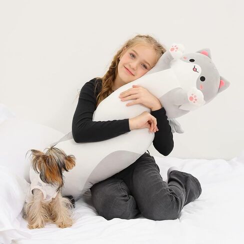 kittydora القط وسادة الجسم القطيفة الطويلة، 20 "28" 36 "44" 51 بوصة سوبر لطيف لينة القط محشوة وسادة اسفنجي، رائعتين هريرة عملاقة Plushies رمي وسادة الحيوانات دمية لعبة هدية لصديقة الفتيات الأولاد in Saudi Arabia