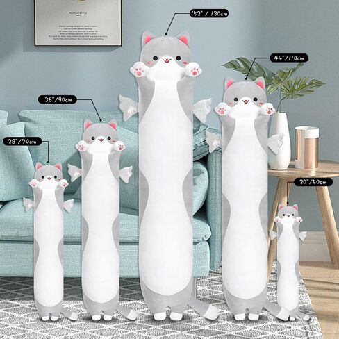 kittydora القط وسادة الجسم القطيفة الطويلة، 20 "28" 36 "44" 51 بوصة سوبر لطيف لينة القط محشوة وسادة اسفنجي، رائعتين هريرة عملاقة Plushies رمي وسادة الحيوانات دمية لعبة هدية لصديقة الفتيات الأولاد in Saudi Arabia