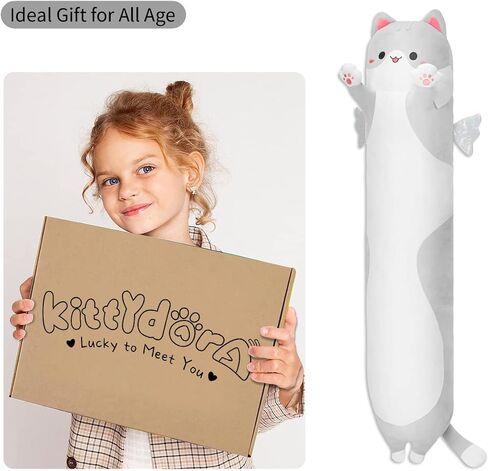kittydora القط وسادة الجسم القطيفة الطويلة، 20 "28" 36 "44" 51 بوصة سوبر لطيف لينة القط محشوة وسادة اسفنجي، رائعتين هريرة عملاقة Plushies رمي وسادة الحيوانات دمية لعبة هدية لصديقة الفتيات الأولاد in Saudi Arabia