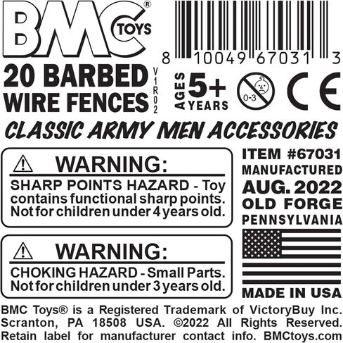 BMC Classic Marx Barbed Wire Fences - 20pc Gray Plastic Army Men Accessories in Saudi Arabia