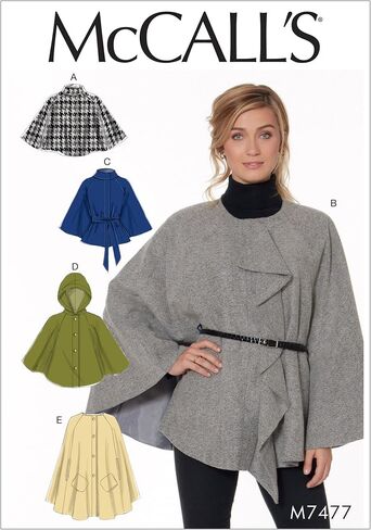 McCall's M7477 Misses' Hooded, Collared or Collarless Capes, and Belt (Size 4-14) in Saudi Arabia