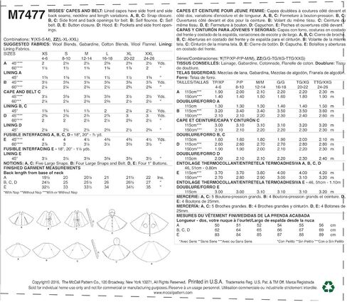 McCall's M7477 Misses' Hooded, Collared or Collarless Capes, and Belt (Size 4-14) in Saudi Arabia