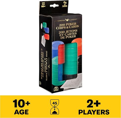 Cardinal Classics, 200 Poker Chips Set Playing Cards Deck Dealer Button Texas Hold ‘Em Classic Casino Table Game, for Adults and Kids Ages 10 and up in Saudi Arabia