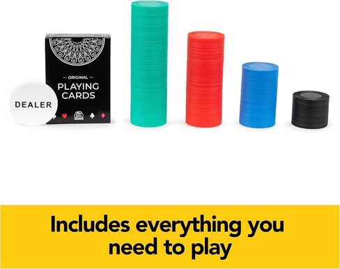 Cardinal Classics, 200 Poker Chips Set Playing Cards Deck Dealer Button Texas Hold ‘Em Classic Casino Table Game, for Adults and Kids Ages 10 and up in Saudi Arabia