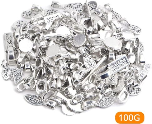 دلايات من خليط معدني من خليط معدني من خليط معدني بتصميم كابوشون من الزجاج لصنع القلائد والاساور والمجوهرات، 100 غرام in Kuwait