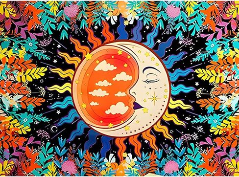 مجموعات الطلاء الماسي من BOHUAYI للبالغين، طلاء يدوي 5D بالأرقام للبالغين المبتدئين، لوحات فنية بنقاط ماسية كاملة الحفر لديكور المنزل الجداري 11.8 × 15.7 بوصة (الشمس والقمر) in Kuwait