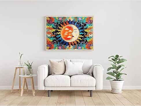 مجموعات الطلاء الماسي من BOHUAYI للبالغين، طلاء يدوي 5D بالأرقام للبالغين المبتدئين، لوحات فنية بنقاط ماسية كاملة الحفر لديكور المنزل الجداري 11.8 × 15.7 بوصة (الشمس والقمر) in Kuwait