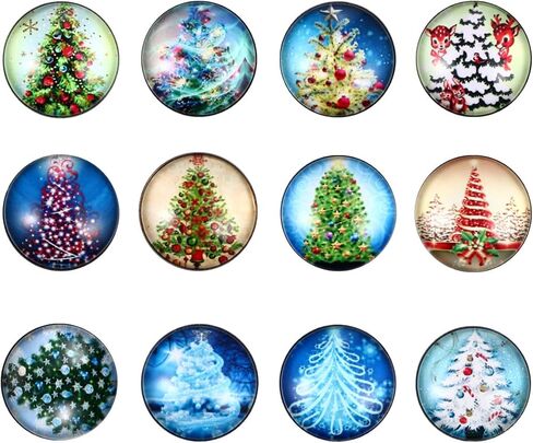 EXCEART 12pcs Christmas Snap Charms Glass Snap Buttons Charms Interchangeable Jewelry Snap Charms for Snap Jewelry Necklace Bracelet in Saudi Arabia