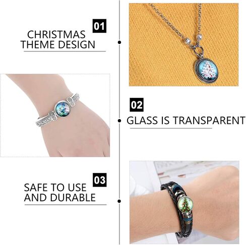 EXCEART 12pcs Christmas Snap Charms Glass Snap Buttons Charms Interchangeable Jewelry Snap Charms for Snap Jewelry Necklace Bracelet in Saudi Arabia