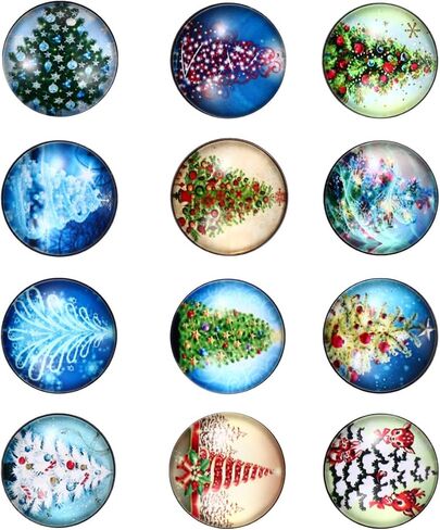 EXCEART 12pcs Christmas Snap Charms Glass Snap Buttons Charms Interchangeable Jewelry Snap Charms for Snap Jewelry Necklace Bracelet in Saudi Arabia