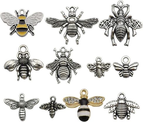 سحر النحل - 40 قطعة من لوازم الحرف اليدوية ذات النمط المسطح بدون حلقة دلايات نحل العسل لصنع المجوهرات للهالوين DIY الحرف اليدوية (16524) in Kuwait