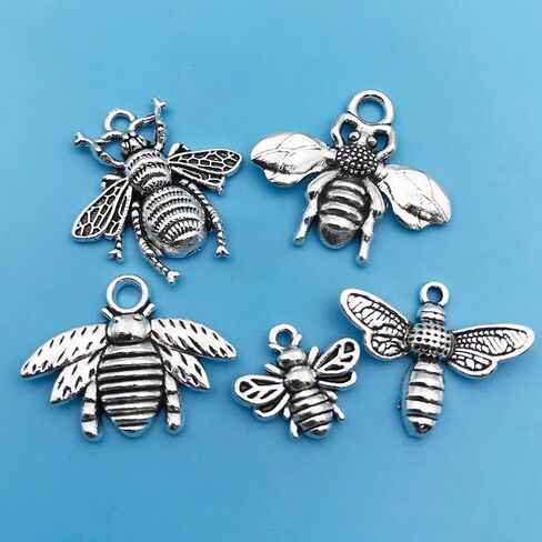 سحر النحل - 40 قطعة من لوازم الحرف اليدوية ذات النمط المسطح بدون حلقة دلايات نحل العسل لصنع المجوهرات للهالوين DIY الحرف اليدوية (16524) in Kuwait