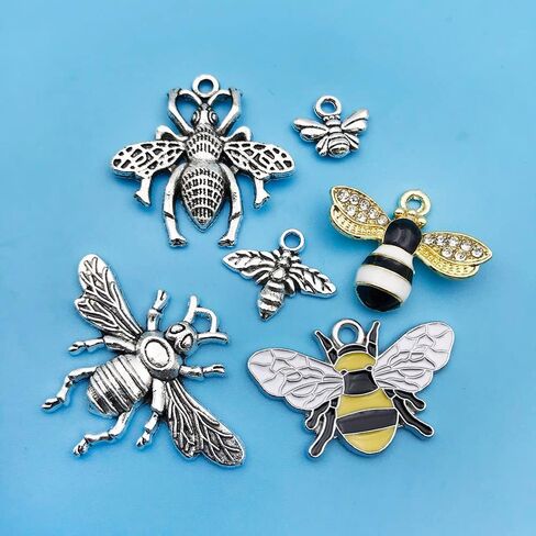 سحر النحل - 40 قطعة من لوازم الحرف اليدوية ذات النمط المسطح بدون حلقة دلايات نحل العسل لصنع المجوهرات للهالوين DIY الحرف اليدوية (16524) in Kuwait