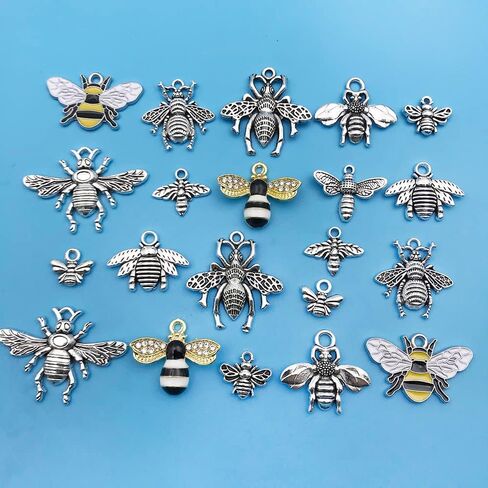 سحر النحل - 40 قطعة من لوازم الحرف اليدوية ذات النمط المسطح بدون حلقة دلايات نحل العسل لصنع المجوهرات للهالوين DIY الحرف اليدوية (16524) in Kuwait