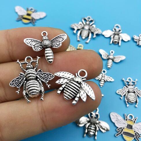 سحر النحل - 40 قطعة من لوازم الحرف اليدوية ذات النمط المسطح بدون حلقة دلايات نحل العسل لصنع المجوهرات للهالوين DIY الحرف اليدوية (16524) in Kuwait