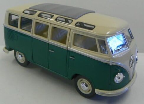 KINGSMART 1962 Volkswagen Classic Hippy Bus 7" 1:24Scale Blue Die Cast Metal Model Toy Pull Back Action Car in Kuwait