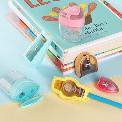 مستر.بين - مبراة اقلام ملونة مع غطاء، 6 قطع، مبراة اقلام رصاص لطيفة، مبراة اقلام للاطفال، مبراة اقلام رصاص للطلاب، مبراة اقلام يدوية، هدايا الكريسماس in Kuwait