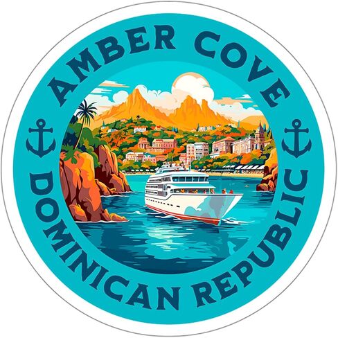 ملصق Amber Cove جمهورية الدومينيكان مقاوم للطقس في الهواء الطلق ملصق من الفينيل صغير مقاوم للماء لزجاجة المياه وكوب جواز السفر وكتاب القصاصات والكمبيوتر المحمول وكوب الهاتف مقاس 4 بوصات هدية مضحكة in Saudi Arabia